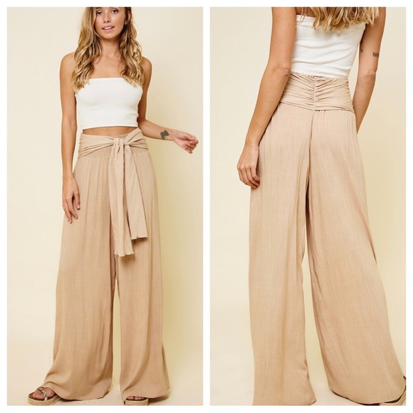 23 Most Fabulous High Waist Wide Leg Tie at Waist Pants - Picture 2 of 2